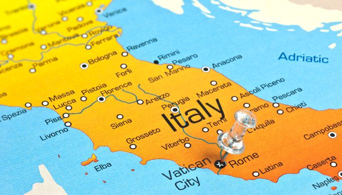 A map of the Italian regions