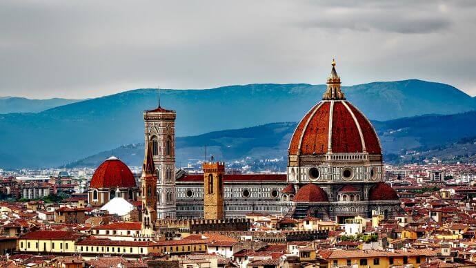 The city Florence situated in Tuscany, Italy
