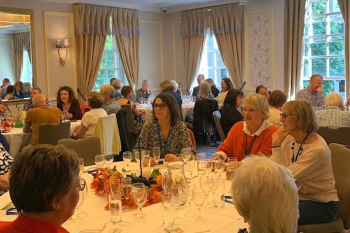 Our guests sitting at their tables for the London wine tasting event