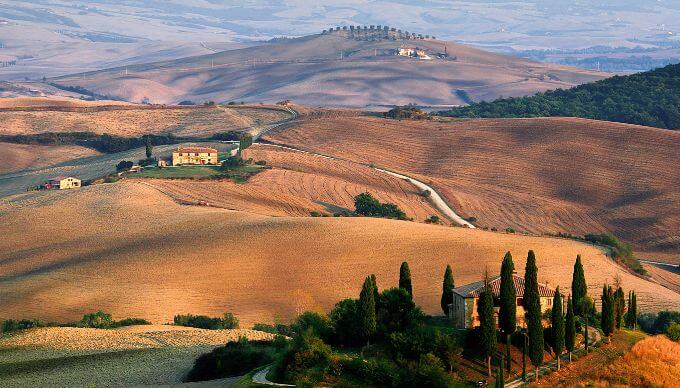 The rolling hills of Tuscany