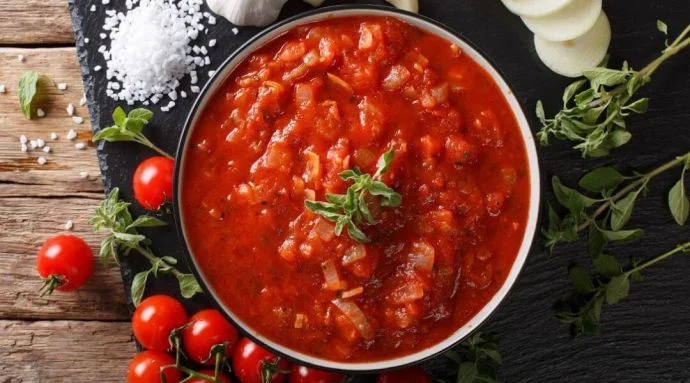 Friggone, the Bolognese sauce sitting in a pan ready to eat 