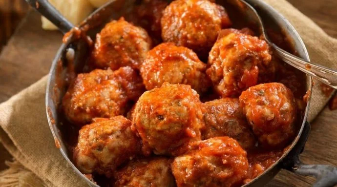 Traditional Bolognese meatball dish ready to eat