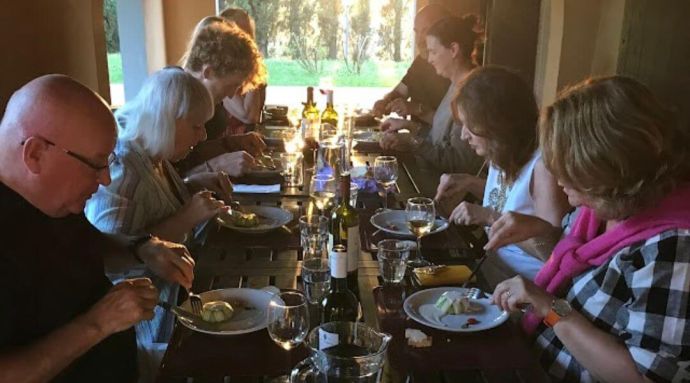 Our guests soaking up the Italian lifestyle during dinner Our guests soaking up the Italian lifestyle during dinner