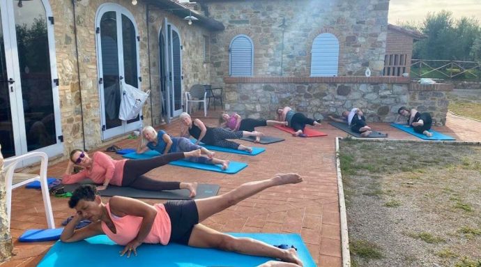 A group of ladies on a Pilates course in Italy