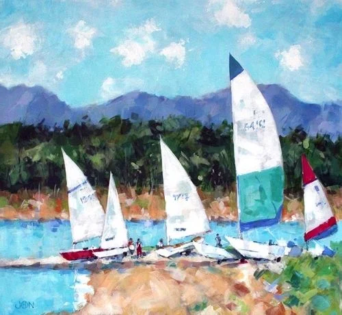 A painting of some dinghys