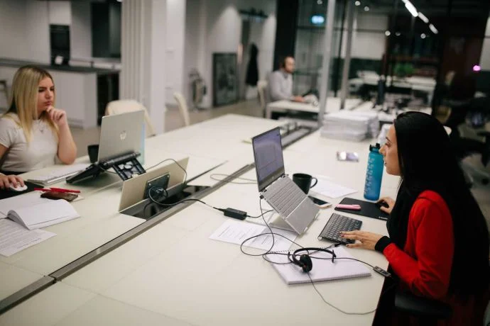 Sara and Amy in the Office