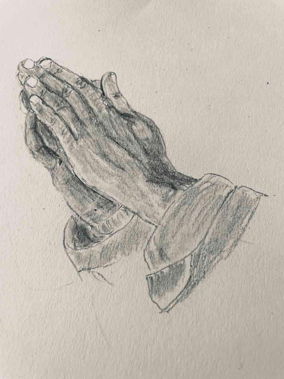 Praying hands pencil drawing Matthew Toplis