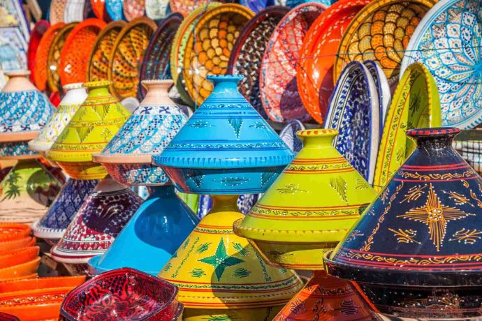Pottery in a market in Marrakesh