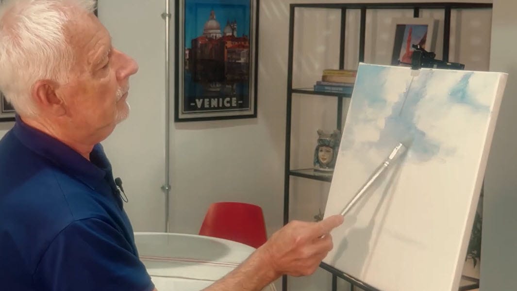 Painting a sky with acrylics. Painting a sky with acrylics.