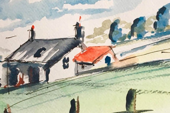 Mark's watercolour lesson on how to paint a Highland Cottage in a Scottish Glen.