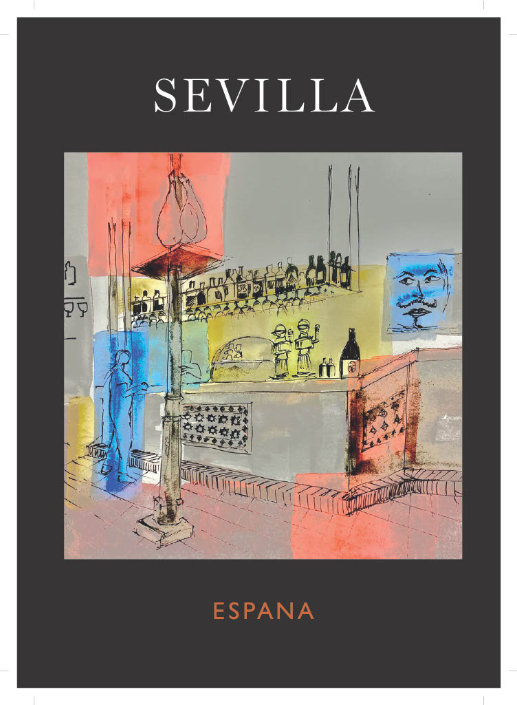 Andalusian hospitality in sketchbook style with abstract overlays by Daniel Develay.
